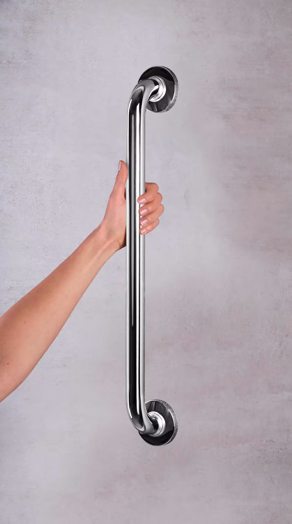 Handgreep Sam L, glanzend chroom, roestvrij staal met GTIN 4006956951133 Handgreep Sam L, glanzend chroom, RVS van Ridder met art.nr. A00160001