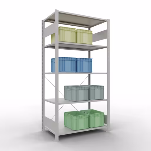 Figuur nr. 12 van het artikel basisplank, legbord, insteeksysteem MULTIplus150, 2000 x 1000 x 600 mm, 5 legborden, kruisschoor, RAL 7035 lichtgrijs uit de productgroep insteeksysteem van Schulte Lagertechnik.