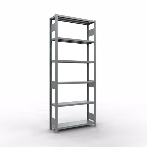 Basisplank, legplank, insteeksysteem MULTIplus330, 2500 x 1000 x 300 mm (HxBxD), 6 legborden, lengtestangen, verzinkt, basisplank, art.nr. 13931-LR