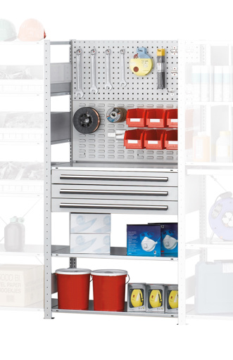 Opbouwmodule M3, 2000 x 1000 x 500 mm, RAL 7035 lichtgrijs/verzinkt, 3 MULTIplus150 legborden