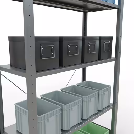 Basisplank, legbord, insteeksysteem MULTIplus150, 2000 x 1000 x 400 mm (HxBxD), 5 legborden, kruisschoor, verzinkt - Expressline met de GTIN 4058255068593 Basisplank, legbord, insteeksysteem MULTIplus150, 2000 x 1000 x 400 mm, 5 legborden, verzinkt - Expressline van Schulte Lagertechnik met het artikelnr. 12740-K