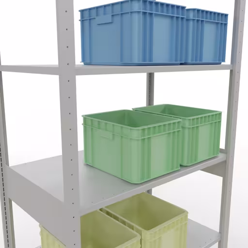 Basisplank, legplank, insteeksysteem MULTIplus150, 2500 x 1000 x 600 mm (HxBxD), 6 legborden, lengtestangen, RAL 7035 lichtgrijs uit de categorie basisplanken met de GTIN 4004514293244 Basisplank, legbord, insteeksysteem MULTIplus150, 2500 x 1000 x 600 mm, 6 legborden, RAL 7035 lichtgrijs van het merk Schulte Lagertechnik uit het assortiment insteeksysteem