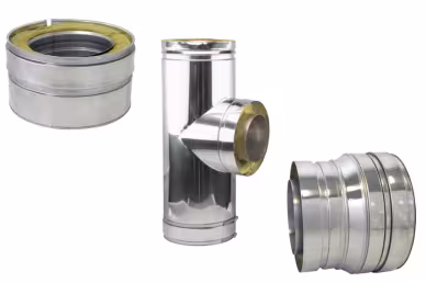 Dubbelwandig roestvrijstalen rookgassysteem Dubbelwandig roestvrijstalen rookgassysteem