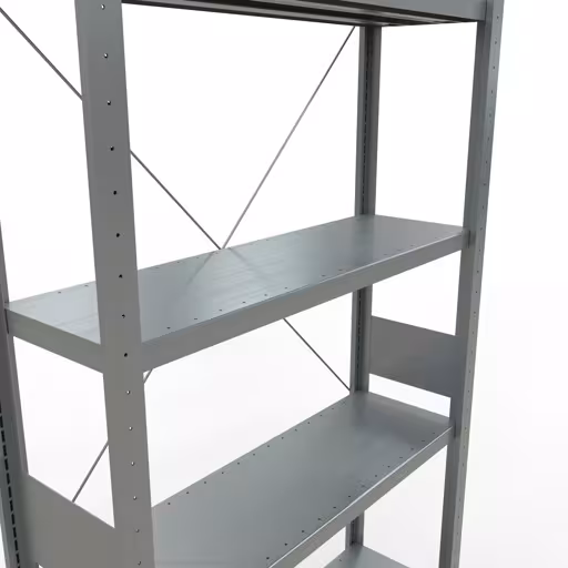 Basisplank, legbord, insteeksysteem MULTIplus250, 3000 x 1000 x 300 mm (HxBxD), 7 legborden, kruisschoor, verzinkt met art.nr. 12932 Basisplank, legbord, insteeksysteem MULTIplus250, 3000 x 1000 x 300 mm, 7 legborden, kruisschoor, verzinkt van Schulte Lagertechnik uit de categorie insteeksysteem