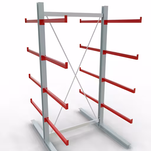 Afbeelding nr. 11 van het artikel K 6000 complete stelling, dubbelzijdig, 3000 x 1500 x 2x 1000 mm, RAL 7001 / RAL 3000, 5 opslagniveaus uit de productgroep draagarmstellingen van Schulte Lagertechnik