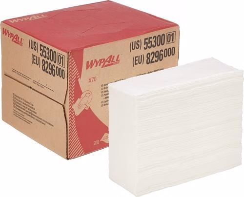 WypAll® X70 8296 schoonmaakdoek, circa 426 mm lang x circa 282 mm breed, wit, 1-laags, doos WYPALL uit de categorie schoonmaak- en poetsdoeken, handdoeken, handdoekrollen, artikelnummer 9000469222