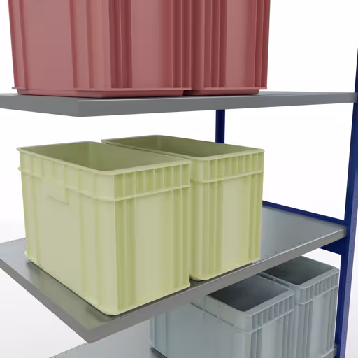 Productafbeelding nr. 15 van het artikel Aanbouwrekken, legbordstellingen, insteeksysteem MULTIplus250, 3000 x 1300 x 800 mm (HxBxD), 7 legborden, lengtestangen, RAL 5010 gentiaanblauw/verzinkt Afbeelding nr. 15 van het artikel aanbouwrekken, legbordstellingen, insteeksysteem MULTIplus250, 3000 x 1300 x 800 mm, 7 legborden, lengtestangen, RAL 5010 gentiaanblauw/verzinkt uit de productgroep insteeksysteem van Schulte Lagertechnik.