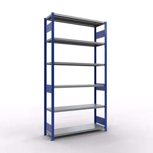 Basisplank, legbord, insteeksysteem MULTIplus250, 2500 x 1300 x 400 mm, 6 legborden, lengtestangen, RAL 5010 gentiaanblauw/verzinkt van Schulte Lagertechnik uit het assortiment insteeksysteem