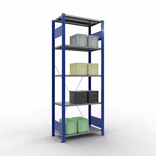 Productafbeelding nr. 6 van het artikel basisrek, legbord, insteeksysteem MULTIplus150, 2000 x 750 x 400 mm, 5 legborden, RAL 5010 gentiaanblauw/verzinkt/verzinkt uit het insteeksysteem-assortiment van Schulte Lagertechnik