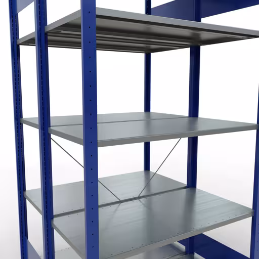 Extra afbeelding van het artikel Basisplank, dubbele plank, legplank-insteeksysteem MULTIplus150, 2000 x 1000 x (2x500) mm, 2x5 legborden, kruisschoor, RAL 5010 gentiaanblauw uit dubbele legborden