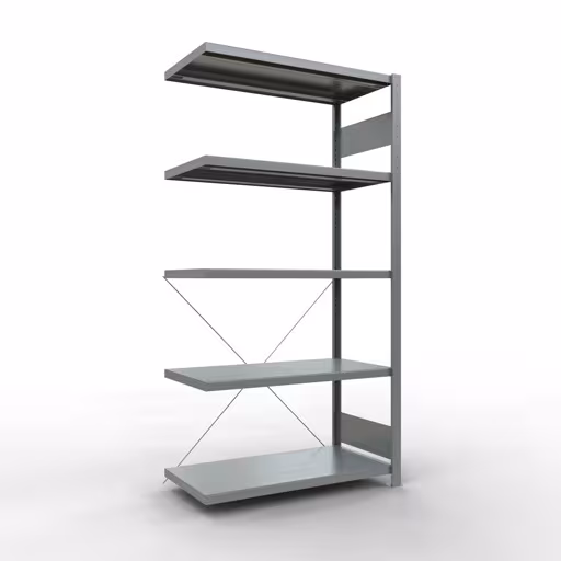 Aanbouwrekken, rekken, insteeksysteem MULTIplus250, 2000 x 1000 x 500 mm (HxBxD), 5 legborden, kruisschoor, verzinkt van Schulte Lagertechnik Aanbouwrekken, legbordstellingen, insteeksysteem MULTIplus250, 2000 x 1000 x 500 mm (HxBxD), 5 legborden, kruisschoor, verzinkt, aanbouwplank, art.nr. 12955