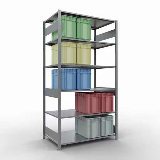 Basisplank, legbord, insteeksysteem MULTIplus150, 2500 x 1300 x 800 mm, 6 legborden, lengtestangen, verzinkt van Schulte Lagertechnik uit het assortiment insteeksysteem
