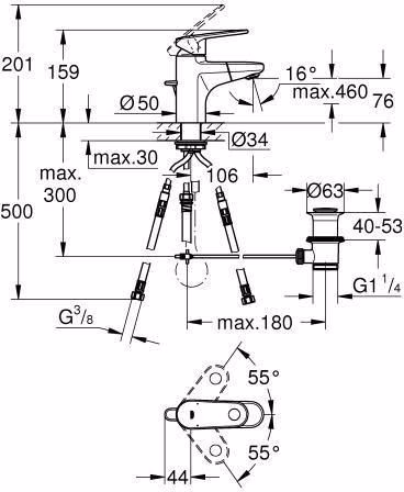 GROHE ééngreeps wastafelmengkraan Europlus 33155_2 met uittrekbare uitloop chroom