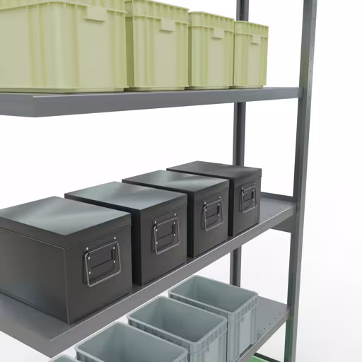 Afbeelding nr. 15 van het artikel aanbouwrekken, legbordstellingen, insteeksysteem MULTIplus250, 2500 x 1300 x 300 mm, 6 legborden, lengtestangen, verzinkt uit de productgroep insteeksysteem van Schulte Lagertechnik