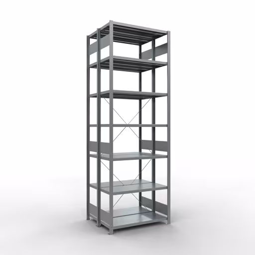 Basisplank, dubbele plank, legplank-insteeksysteem MULTIplus250, 3000 x 1000 x (2x400) mm, 2x7 legborden, kruisschoor, verzinkt van Schulte Lagertechnik met het artikelnr. 14242-G