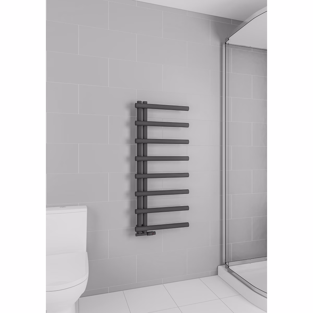 Mert Design badkamerradiator model Metire, zwart, 500x1150 mm van het merk Mert Mert Design badkamerradiator model Metire, zwart, uit de categorie badkamerradiatoren, zijdelingse aansluiting, met artikelnummer 5-METIRE-50x115-SCH-M