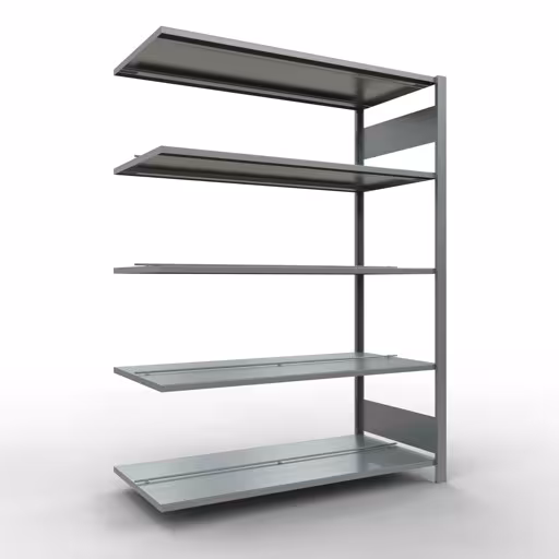 , kantoorrekken, insteeksysteem MULTIplus150, 1800 x 1300 x 600 mm, 5 legborden, verzinkt, met middenaanslag van Schulte Lagertechnik uit het assortiment kantoorrekken