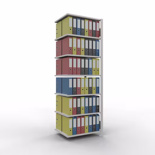 Afbeelding nr. 16 van het artikel aanbouwrekken, kantoorrekken, insteeksysteem MULTIplus150, 2300 x 750 x 600 mm, 7 planken, lengtestangen, zonder middenaanslag, lichtgrijs uit de productgroep kantoorrekken van Schulte Lagertechnik