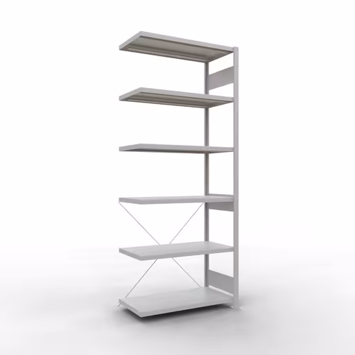 Aanbouwrekken, rekken, insteeksysteem MULTIplus250, 2500 x 1000 x 500 mm, 6 planken, kruisschoor, RAL 7035 lichtgrijs van Schulte Lagertechnik uit de categorie insteeksystemen