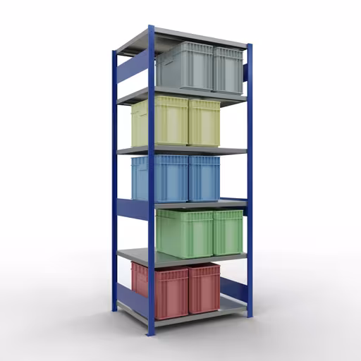 Figuur nr. 9 van het artikel basisrek, legplank-insteeksysteem MULTIplus250, 2500 x 1000 x 800 mm, 6 legborden, RAL 5010 gentiaanblauw/gegalvaniseerd uit de productgroep insteeksysteem van het merk Schulte Lagertechnik
