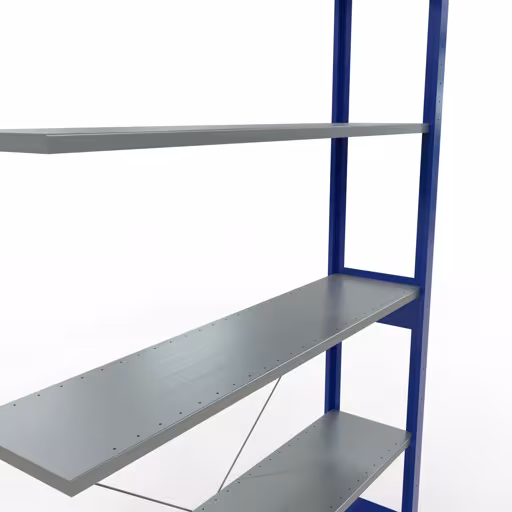 Aanbouwrekken, rekken, insteeksysteem MULTIplus150, 2500 x 1300 x 300 mm, 6 legborden, RAL 5010 gentiaanblauw/gegalvaniseerd van het merk Schulte Lagertechnik uit het assortiment insteeksysteem