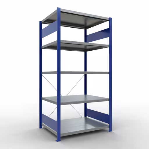 Basisplank, legbord, insteeksysteem MULTIplus250, 2000 x 1000 x 800 mm, 5 legborden, kruisschoor, RAL 5010 gentiaanblauw/verzinkt van Schulte Lagertechnik uit de categorie insteeksystemen