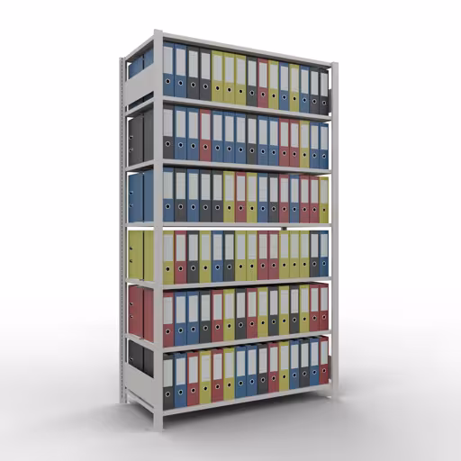 Productafbeelding nr. 11 van het artikel basisplank, kantoorplank, insteeksysteem MULTIplus150, 2300 x 1300 x 600 mm, 7 planken, lengtestangen, met middenaanslag, lichtgrijs Figuur nr. 11 van het artikel basisplank, kantoorplank, insteeksysteem MULTIplus150, 2300 x 1300 x 600 mm, 7 planken, met middenaanslag, lichtgrijs uit de productgroep kantoorplanken van het merk Schulte Lagertechnik.