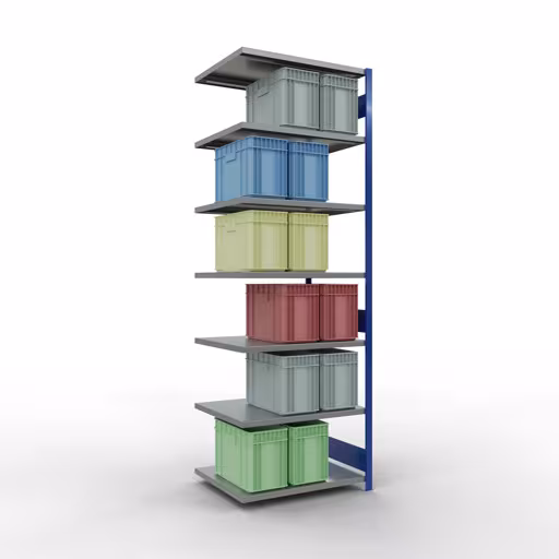Afbeelding nr. 16 van het artikel aanbouwrekken, legbordstellingen, insteeksysteem MULTIplus330, 3000 x 1000 x 800 mm, 7 legborden, lengtestangen, RAL 5010 gentiaanblauw/verzinkt uit de productgroep insteeksysteem van Schulte Lagertechnik.