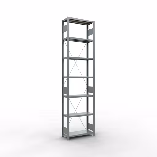 Basisplank, legbord, insteeksysteem MULTIplus250, 3000 x 750 x 300 mm, 7 legborden, kruisschoor, verzinkt van Schulte Lagertechnik uit het assortiment insteeksysteem