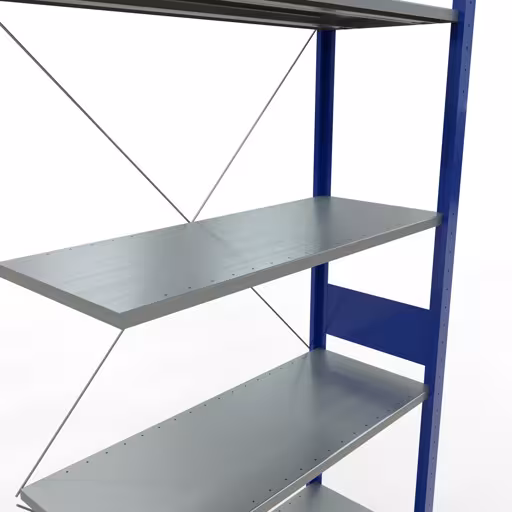 Aanbouwrekken, rekken, insteeksysteem MULTIplus150, 3000 x 1000 x 400 mm (HxBxD), 7 legborden, kruisschoor, RAL 5010/verzinkt met artikelnr. 12747-B Aanbouwrekken, rekken, insteeksysteem MULTIplus150, 3000 x 1000 x 400 mm, 7 legborden, RAL 5010/verzinkt van Schulte Lagertechnik uit de categorie insteeksystemen