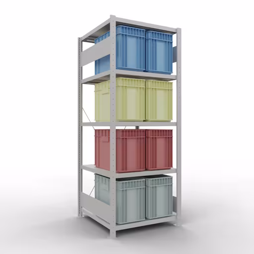 Productafbeelding nr. 14 van het artikel basisplank, legbord, insteeksysteem MULTIplus250, 2000 x 750 x 800 mm (HxBxD), 5 legborden, kruisschoor, RAL 7035 lichtgrijs Figuur nr. 14 van het artikel basisplank, legbord, insteeksysteem MULTIplus250, 2000 x 750 x 800 mm, 5 legborden, kruisschoor, RAL 7035 lichtgrijs uit de productgroep insteeksysteem van Schulte Lagertechnik.