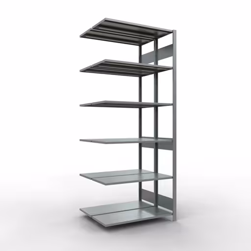 Aanbouwrekken, dubbele rekken, stellingsysteem MULTIplus150, 2500 x 1000 x (2x400) mm (HxBxD), 2x6 planken, lengtestangen, verzinkt van Schulte Lagertechnik Aanbouwrekken, dubbele rekken, stellingsysteem MULTIplus150, 2500 x 1000 x (2x400) mm (HxBxD), 2x6 planken, lengtestangen, verzinkt, dubbele planken, art.nr. 17846