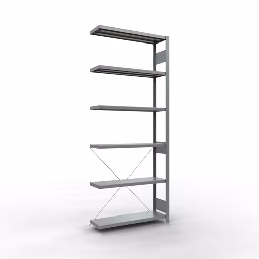 Aanbouwrekken, rekken, insteeksysteem MULTIplus250, 2500 x 1000 x 300 mm (HxBxD), 6 planken, kruisschoor, verzinkt van Schulte Lagertechnik Aanbouwstelling, stellingkast MULTIplus250 insteeksysteem, 2500 x 1000 x 300 mm (HxBxD), 6 legborden, kruisschoor, verzinkt, aanbouwplank, art.nr. 12936