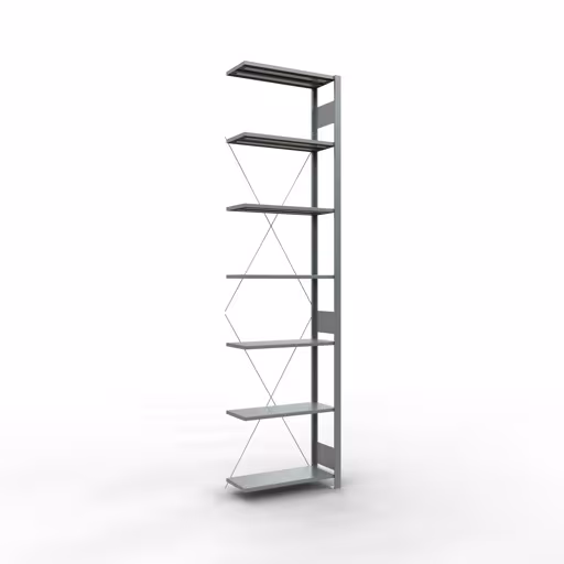 Aanbouwrekken, legbord, insteeksysteem MULTIplus150, 3000 x 750 x 300 mm, 7 legborden, dwarsschoor, verzinkt van Schulte Lagertechnik uit de categorie insteeksystemen