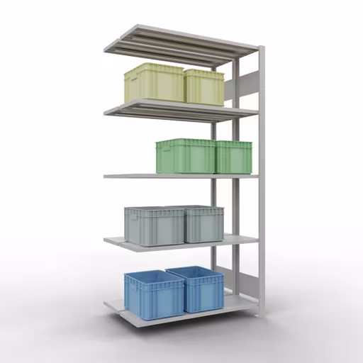 Andere weergave van het artikel Aanbouwplank, dubbele plank, legplank-insteeksysteem MULTIplus150, 2000 x 1000 x (2x300) mm (HxBxD), 2x5 legborden, lengtestangen, RAL 7035 lichtgrijs Andere weergave van het artikel Aanbouwplank, dubbele plank, legplank-insteeksysteem MULTIplus150, 2000 x 1000 x (2x300) mm, 2x5 legborden, RAL 7035 lichtgrijs uit de categorie legborden