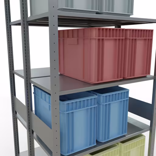 Figuur nr. 10 van het artikel basisrek, dubbel legbord, legbordinsteeksysteem MULTIplus150, 3000 x 1000 x (2x500) mm, 2x7 legborden, verzinkt uit de productgroep legbordstellingen van Schulte Lagertechnik.