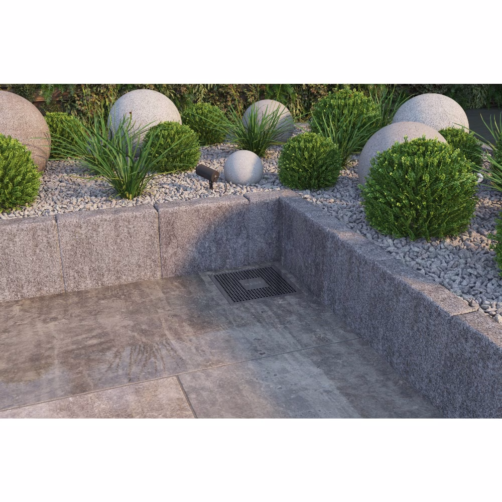 Ohne Text 3963830 MERT ULTRA FLAT 20x20cm vloerafvoer design "KARE" volledig gemaakt van roestvrij staal, afvoer DIN 50