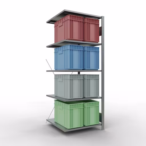 Extra afbeelding van het artikel Aanbouwplank, legbord, insteeksysteem MULTIplus150, 2000 x 750 x 800 mm (HxBxD), 5 legborden, kruisschoor, verzinkt Extra afbeelding van het artikel Aanbouwplank, legplank, insteeksysteem MULTIplus150, 2000 x 750 x 800 mm, 5 legborden, dwarsschoor, verzinkt vanaf opzetplank