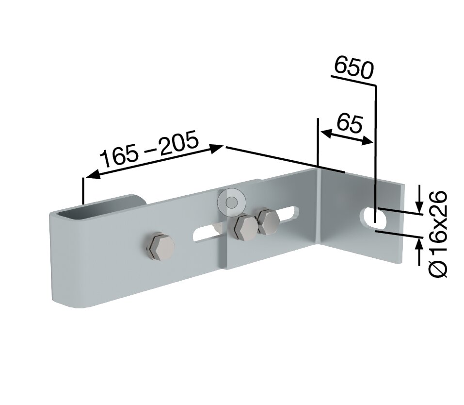 Munk muurbeugel, verstelbaar 165-205mm, gegalvaniseerd staal