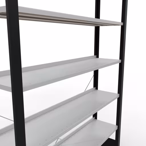 Figuur nr. 14 van het artikel Basisplank, kantoorplank MULTIplus85 insteeksysteem, 2300 x 1300 x 300 mm, 7 planken, kruisschoor, met aanslagbalk, zwart/lichtgrijs uit de productgroep kantoorplanken van Schulte Lagertechnik.