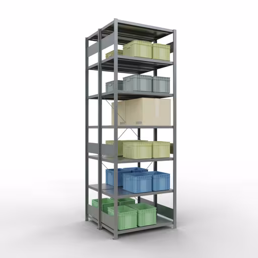 Extra afbeelding van het artikel Basisplank, dubbele plank, legplank-insteeksysteem MULTIplus250, 3000 x 1000 x (2x500) mm, 2x7 legborden, kruisschoor, verzinkt Extra afbeelding van het artikel Basisplank, dubbele plank, legplank-insteeksysteem MULTIplus250, 3000 x 1000 x (2x500) mm, 2x7 legborden, kruisschoor, verzinkt uit dubbele legborden