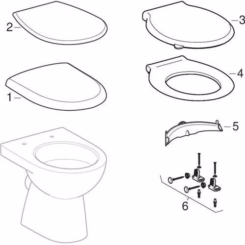 Geberit Renova staande wc-wastafel, horizontale uitloop, gedeeltelijk gesloten, diepte: 49cm, wit