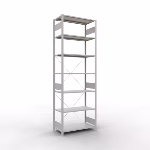 Basisplank, legbord, insteeksysteem MULTIplus85, 3000 x 1000 x 500 mm, 7 legborden, RAL 7035 lichtgrijs van het merk Schulte Lagertechnik uit het assortiment insteeksysteem