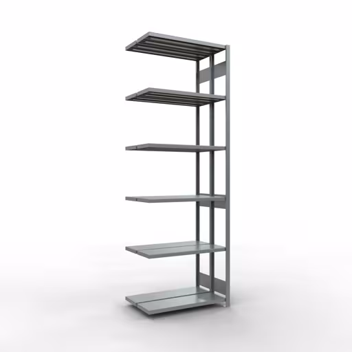 Aanbouwrekken, dubbele rekken, stellingsysteem MULTIplus250, 3000 x 1000 x (2x300) mm (HxBxD), 2x7 planken, lengtestangen, verzinkt van Schulte Lagertechnik Aanbouwrekken, dubbele rekken, stellingsysteem MULTIplus250, 3000 x 1000 x (2x300) mm (HxBxD), 2x7 planken, lengtestangen, verzinkt, dubbele planken, art.nr. 17937