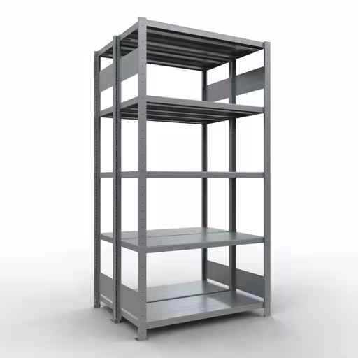 Basisplank, dubbele plank, legplank-insteeksysteem MULTIplus250, 2000 x 1000 x (2x400) mm (HxBxD), 2x5 legborden, lengtestangen, verzinkt, dubbele legborden, art.nr. 17940