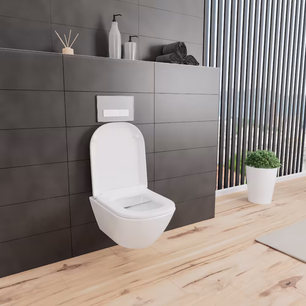 Productafbeelding nr. 11 van artikel toiletbril D900 D-vorm wit met softclose-mechanisme Figuur nr. 11 van artikel toiletbril D900 D-vorm wit met softclose-mechanisme uit de productgroep badkamerkeramiek van het merk LUVETT