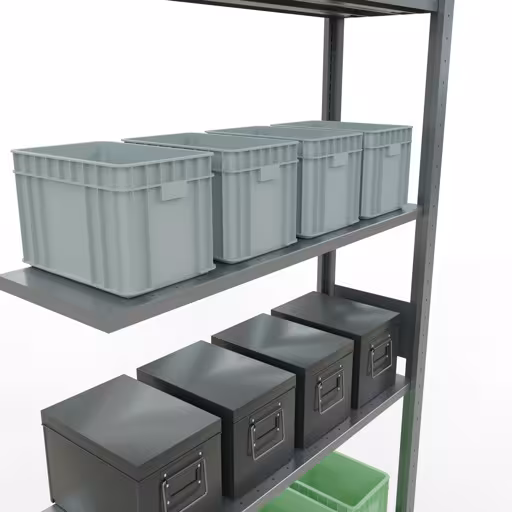 Figuur nr. 13 van het artikel aanbouwrekken, legbordstellingen, insteeksysteem MULTIplus85, 3000 x 1000 x 300 mm, 7 legborden, verzinkt uit de productgroep insteeksysteem van het merk Schulte Lagertechnik.