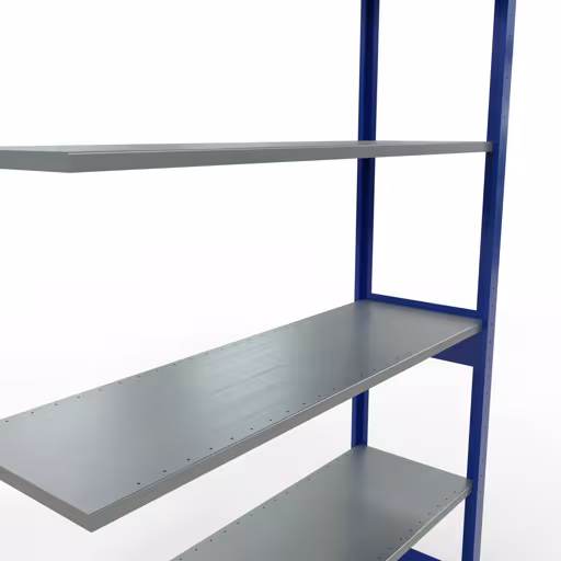 Aanbouwrekken, rekken, insteeksysteem MULTIplus150, 2500 x 1300 x 400 mm (HxBxD), 6 legborden, lengtestangen, RAL 5010 gentiaanblauw/verzinkt met de GTIN 4004514280183 Aanbouwrekken, legbordstellingen, insteeksysteem MULTIplus150, 2500 x 1300 x 400 mm, 6 legborden, RAL 5010 gentiaanblauw/verzinkt van Schulte Lagertechnik met artikelnr. 12746-130-LR-B