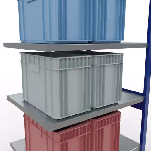 Afbeelding nr. 15 van het artikel aanbouwrekken, legbordstellingen, insteeksysteem MULTIplus330, 2500 x 1000 x 800 mm, 6 legborden, kruisschoor, RAL 5010 gentiaanblauw/verzinkt uit de productgroep insteeksysteem van Schulte Lagertechnik.