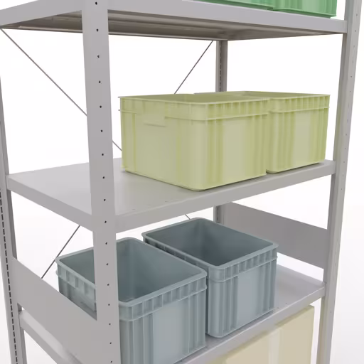 Figuur nr. 15 van het artikel basisplank, legbord, insteeksysteem MULTIplus330, 3000 x 1000 x 600 mm, 7 legborden, kruisschoor, RAL 7035 lichtgrijs uit de productgroep insteeksysteem van Schulte Lagertechnik.